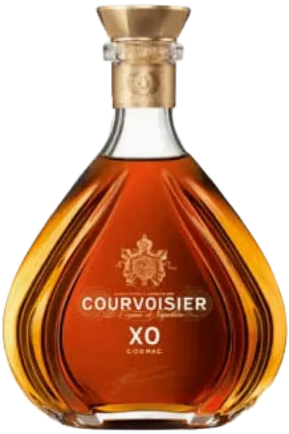 Botella Courvoisier XO Cognac Le Toast de Paris 40% Vol. 0,7l. Botella de diseño con tapón dorado perfecta para decorar.